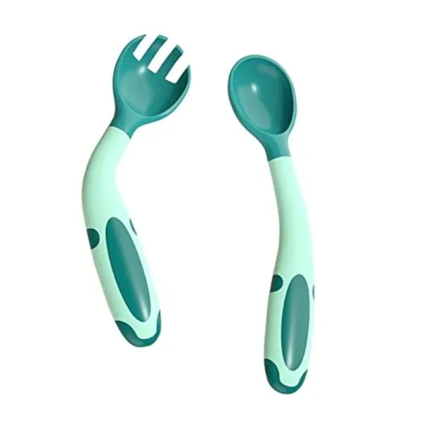 BBET Foldable Silicone Spoon and Fork Set for Children, BPA-Free Baby Feeding Utensils, 20x10x12 cm
