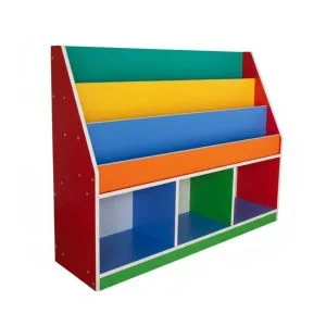 AL ARQAM Colorful Wooden Kids Shelf with Storage – 120x30x90cm, Fun & Functional Toy Organizer for Kids Room