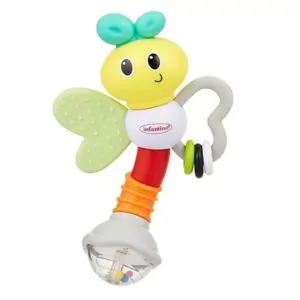 Infantino Love Bug Rattle & Teether - BPA Free, Multi-Textured, Safe for 0-18 Months, Multicolour
