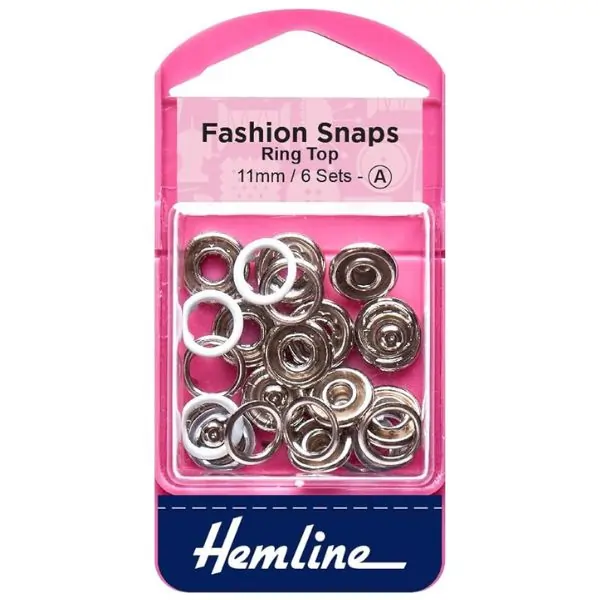 Hemline Ring Top Snaps 11mm White – Snap Fasteners for Sewing, Clothing Repairs, Crafts