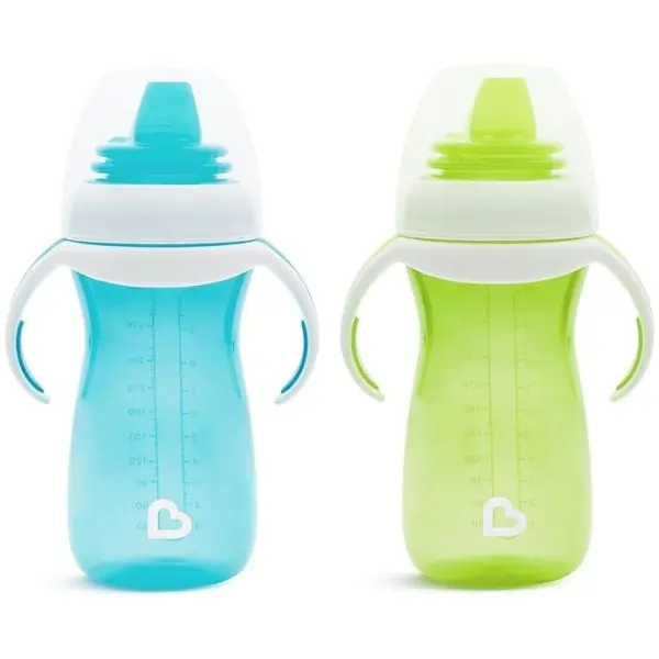 Munchkin Gentle Transition Sippy Cups, 10oz, 2 Pack – Blue and Green, Spill-Proof Trainer Cups for Babies and Toddlers