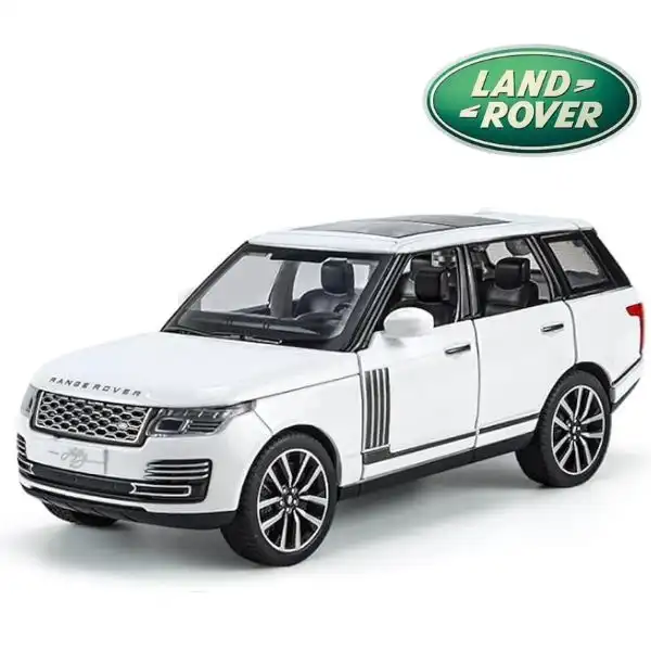 Land Rover 1:18 Official Licensed Range Rover Diecast 50th Anniversary Model Car – Alloy Metal SUV Collectible Toy with Opening Doors, Sound & Light for Kids & Adults (White)