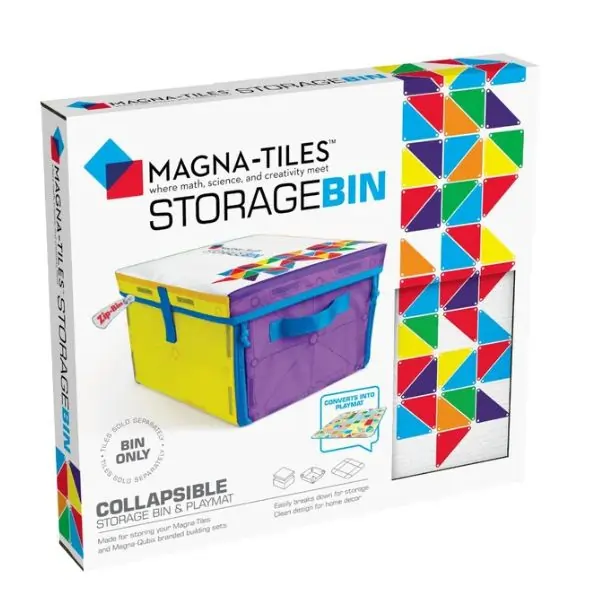 MAGNA-TILES Storage Bin & Interactive Play-Mat, Durable Organizer and Play Surface for Magnetic Building Tiles, Easy Clean, Kids Toy Storage Solution, Ages 3+