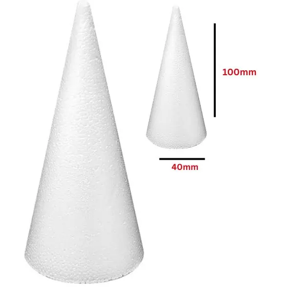 MOTARRO Polystyrene Cone ME005-100 Foam Craft Cone for DIY Art, Model Making & School Projects