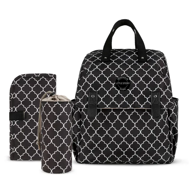 Little Story - Diaper Backpack With Changing Mat And Bottle Bag
