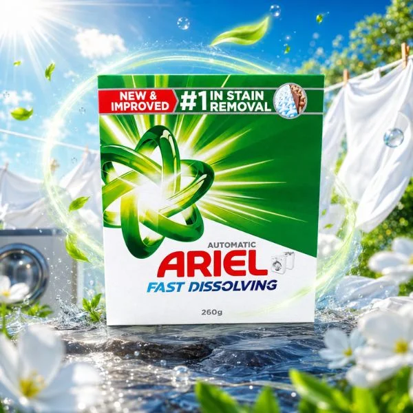 Ariel Fast Dissolving Detergent Powder 260g (32PC/CTN) – Automatic Washing Powder for Clean & Fresh Clothes