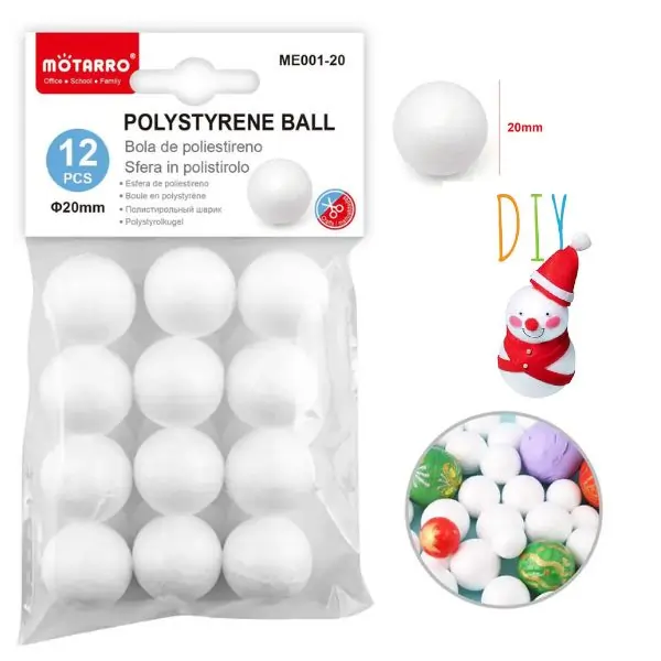 MOTARRO Polystyrene Balls 20mm ME001-20 – Lightweight Styrofoam Craft Balls for DIY, Art & School Projects