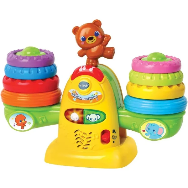 VTech Animal Seesaw Stacker VT80-513803 - Interactive Stacking & Balancing Toy with Lights & Songs, 6-36 Months, Multicolor