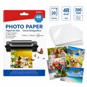 MOTARRO 4R Glossy Photo Paper MU004-4, 4×6 Inch, 200 GSM, 20 Sheets, Inkjet Photo Printing Paper for Pictures, Crafts, Albums & Presentations