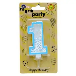 Italo Number 1 Blue Foam Balls Filled Wax Birthday Candle for Kids, Attractive Cake Topper - 1 Year+