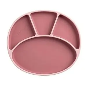 Bibado Silicone Suction Divider Plate, Secure Grip Base, 4 Handy Sections, BPA Free Silicone, 6 Months to 3 Years, 23.1 x 2.3 x 20.1cm - Blush