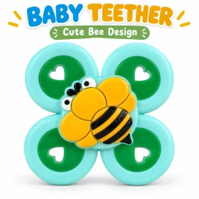 Baby Teether Toy, Aqua Green Bee Design Easy-Grip Teething Toy for Babies, Colorful Infant Teether