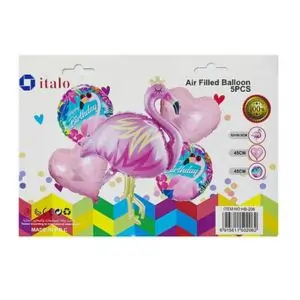 Italo Flamingo Balloon Set – 5-Piece Birthday Decoration Kit for Kids, Girls & Tropical-Themed Parties