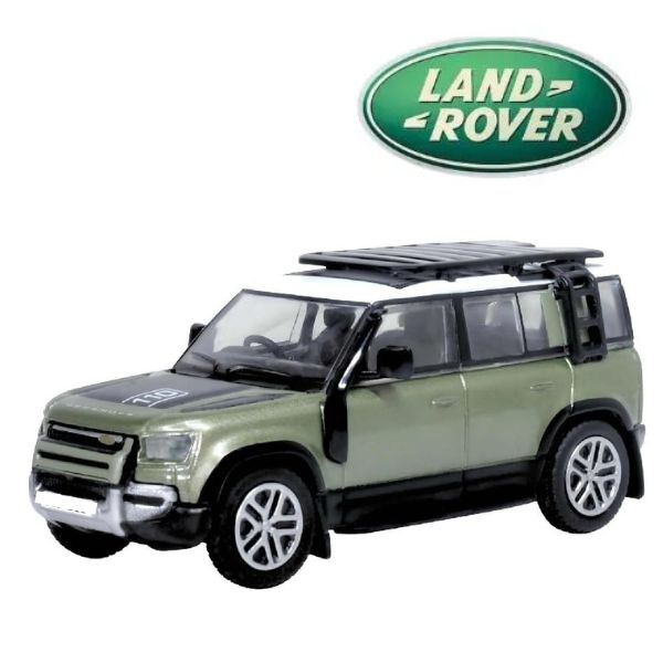 Land Rover 1:24 Official Licensed Range Rover Defender 110 Diecast Model Car – Alloy Metal SUV Collectible Toy with Opening Doors, Sound & Light for Kids & Adults (Green)