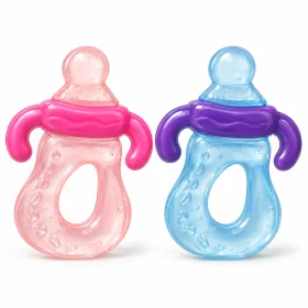 Baby Bottle Shaped Water-Filled Teether with Easy-Grip Handles – Multicolor