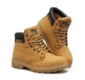 Vaultex 11K SBP High Ankle Leather Safety Shoes for Men | Steel Toe & Steel Plate Protective Work Footwear, Anti-Slip | Honey