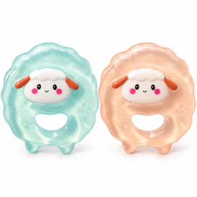 Baby Sheep Shaped Teether Toy with Easy-Grip Ring – Multicolor
