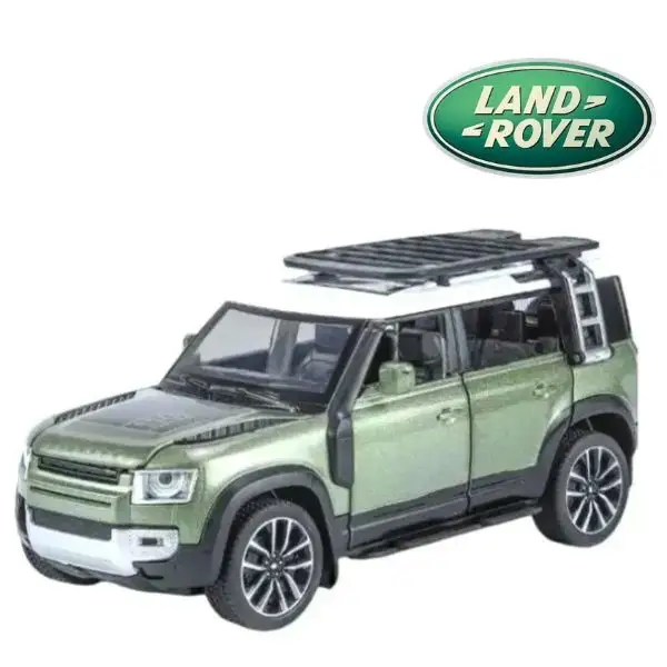 Land Rover 1:24 Official Licensed Range Rover Defender 110 Diecast Model Car – Alloy Metal SUV Collectible Toy with Opening Doors, Sound & Light for Kids & Adults (Green)