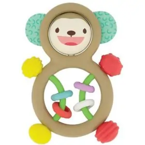 Infantino Busy Lil' Sensory Rattle Teether, Teethable Surfaces, Soft Fabric, Durable, 13 x 9.7 cm, 12 Months+ - Brown