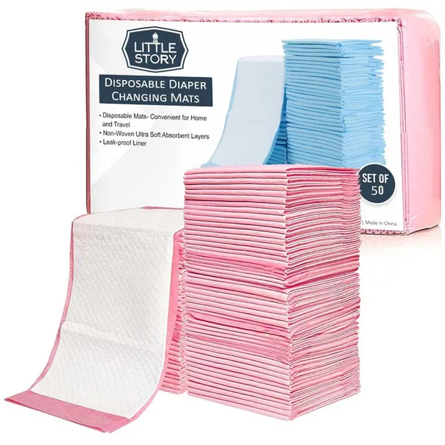 Little Story - Pink Disposable Changing Mats - 50 Pcs