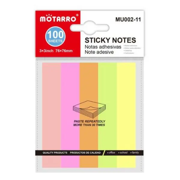MOTARRO MU002-11 Sticky Notes, Self Adhesive Memo Notes Pads for Office, School, Home & Study Use