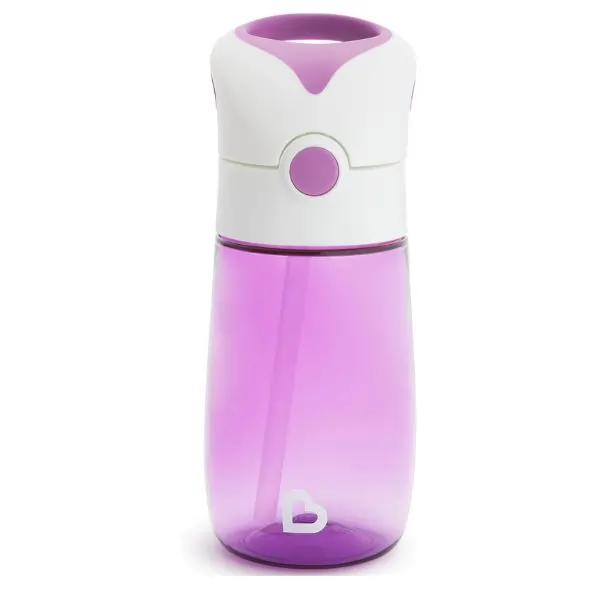 Munchkin Flip & Go Straw Cup – 12oz Spill-Proof Toddler Sippy Cup with Flip Top Lid for Easy Drinking, Purple