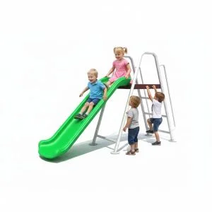 AL ARQAM Outdoor Kids Play Slide - 100cm Wave Slide with Safety Handrails & Sturdy Steps, Green, 240x80x130cm - Perfect for Active Play
