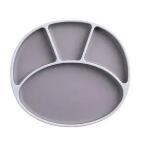 Bibado Silicone Suction Divider Plate, Secure Grip Base, 4 Handy Sections, BPA Free Silicone, 6 Months to 3 Years, 23.1 x 2.3 x 20.1cm - Mist