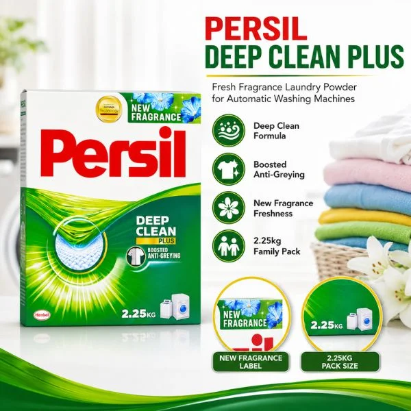 Persil Deep Clean Plus Laundry Powder Detergent 2.25kg – New Fragrance, Boosted Anti-Greying Washing Powder for Automatic Machines (6PC/CTN)