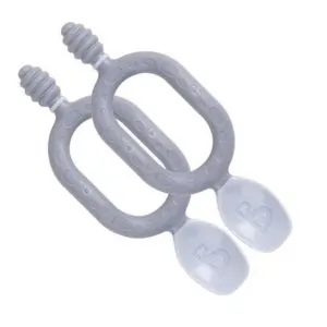 Bibado Dippit Baby Weaning Spoons, Dual-Ended Design, Ergonomic Two-Handed Grip, Oral Sensory Aid, Ideal for Self Feeding, Soothes Teething, 6 Months+, 13.5 cm, Mist - 2 Pieces