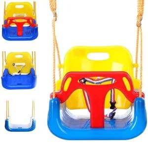 AL ARQAM Multifunctional Baby Swing Seat for Kids – Adjustable with Backrest & Fixing Strap, Blue, Indoor & Outdoor Playground Swing Set