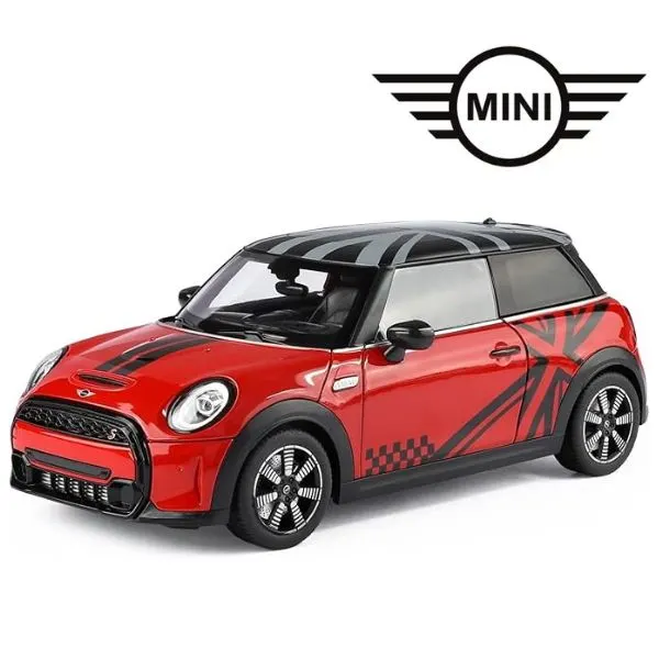 BMW 1:18 Official Licensed Mini Cooper S Diecast Model Car – Alloy Metal Collectible Toy Vehicle with Opening Doors, Free Wheel Action, Detailed Interior for Kids & Adult Collectors (Red)