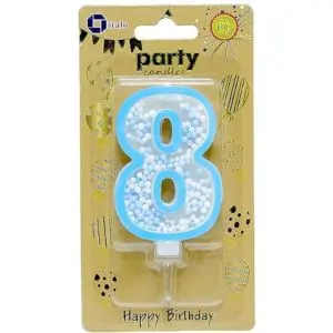 Italo 8th Birthday Vibrant Foam Ball Filled Candle – Attractive Cake Topper Number 8 Design for Kids Party
