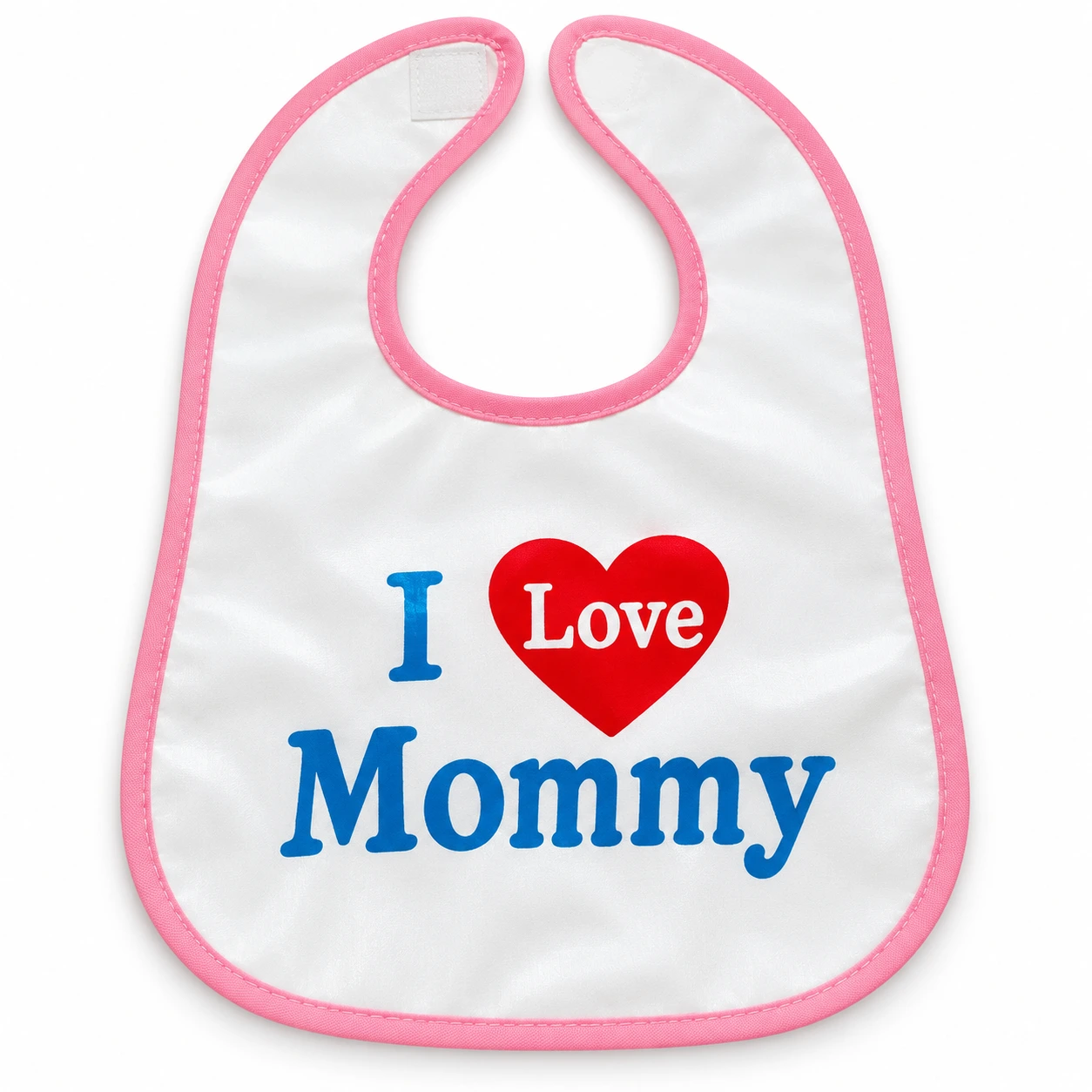 Baby Bib with “I Love Mommy” Print – Soft Waterproof Feeding Bib with Pink Trim for Infants & Toddlers