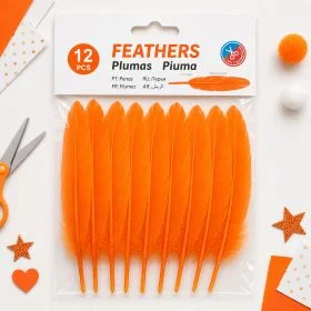 MOTARRO Craft Feathers ME088, 12pcs Orange Natural Decorative Feathers, Soft 20x120mm DIY Feather Pack for Art, School Projects, Decorations & Costume Making