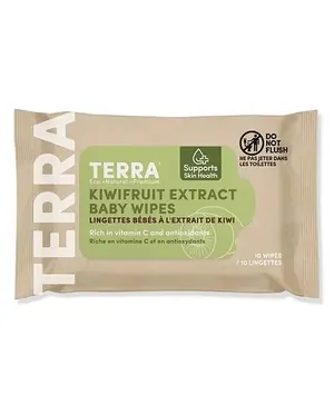 Terra Bamboo Baby Wipes 99% Pure New Zealand Water + Kiwifruit Extract, 100% Biodegradable Bamboo Fiber, 0% Plastic, For Sensitive Skin, Rich in Vitamin C, Supports Skin Health, 0 Months+ - 10 Pieces