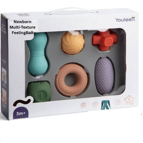 Youleen Newborn Multi-Texture Sensory Ball 3+Months – Soft Baby Touch & Feel Toy, Montessori Tactile Development Toy for Infants