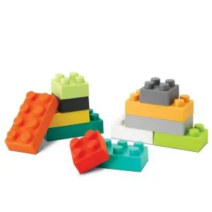 Infantino Super Soft First Building Blocks - 12 Piece Sensory Activity Toy Set for Motor Skills Development, 0M+