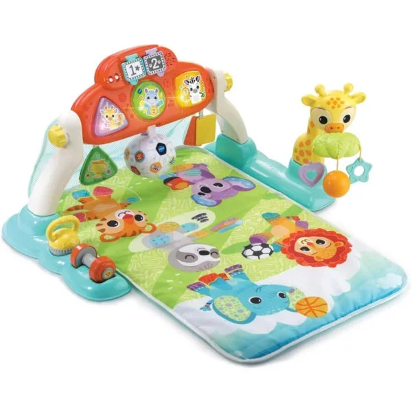 VTech Kick & Score Play Gym VT80-550103 - Multi-Stage Sports Play Mat with Ball & Giraffe Mobile, 0-24 Months