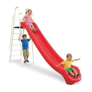 AL ARQAM Outdoor Kids Play Slide - 180cm Wave Slide with Safety Handrails & Sturdy Steps, Red, 395x80x270cm - Perfect for Active Play