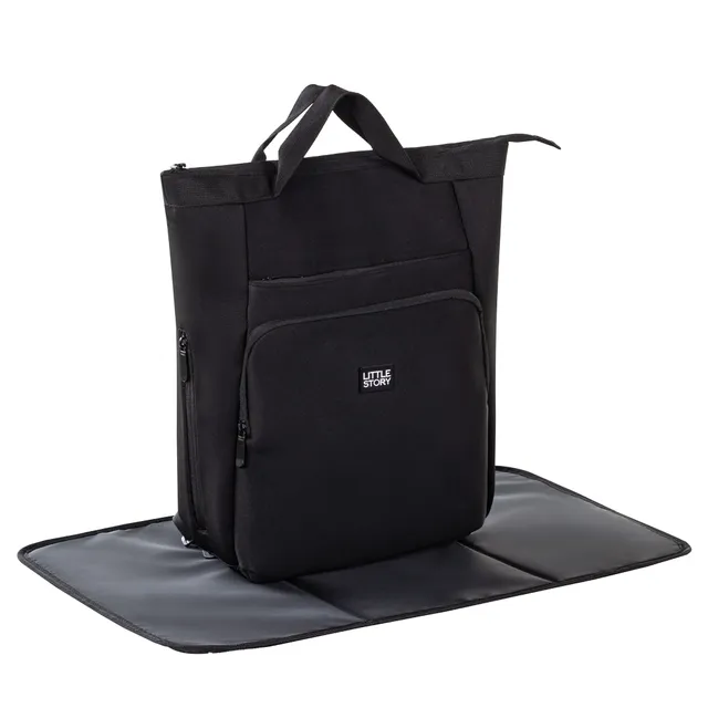 Little Story -Black Mommy Diaper Bag W/ Changing Mat