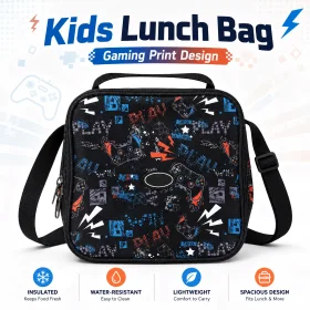 MOTARRO Kids Lunch Bag MX038-2, Thermal Meal Tote with Adjustable Shoulder Strap, 23 x 23 x 8 cm Spacious Cartoon Food Storage Carrier for School Picnic Travel