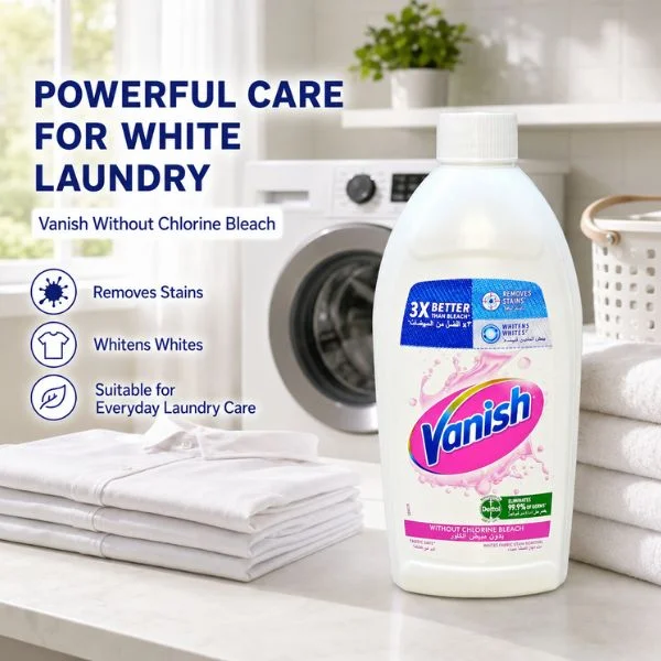 Vanish White Stain Remover Liquid  495ml (12PC/CTN) – Laundry Booster for White Clothes, Without Chlorine Bleach