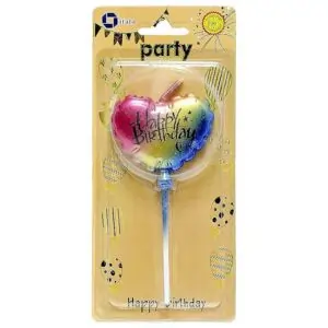 Italo Happy Birthday Heart Candle, Multi-Colour, 3+ Years, Wax Cake Topper for Parties & Celebrations