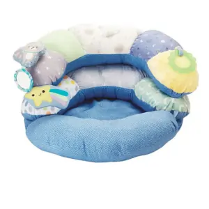 Infantino 2-in-1 Baby Seat With Detachable Toys, Tummy Time Support, Develops Neck Muscles, Strengthen Back, 0 Months+, L 41.9 x B 18.4 cm - Blue