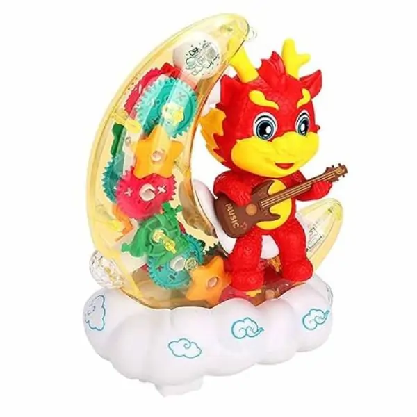 AL ARQAM Moon Dragon Mechanical Gear – Steampunk Dragon Figurine, Metal Gear Ornament, Fantasy Home Decor Gift