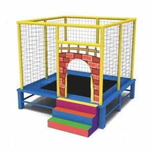 AL ARQAM Kids Square Trampoline with Safety Enclosure - UV-Resistant Jump Mat, 250x250x200cm - Durable & Safe Outdoor Fun for Kids