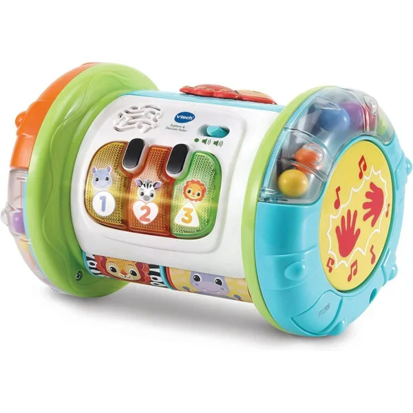 VTech Explore & Discover Roller VT80-562603 - Interactive Sit-to-Crawl Toy with Lights, Sounds & Textures, 6-18 Months