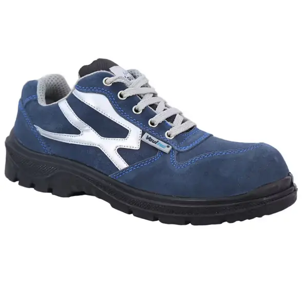 Vaultex Safety Shoes for Men, Low Ankle Steel Toe Suede Leather Work Shoes, Slip & Oil Resistant