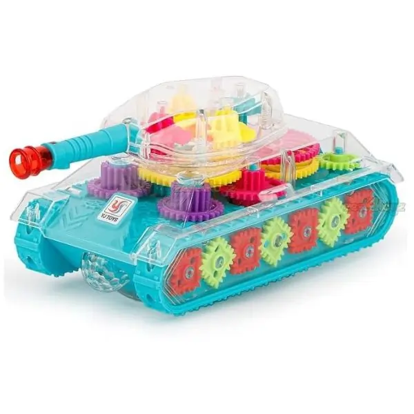 FREE Al Arqam Transparent Army Gear Tank Toy for Kids with Lights & Sound | Military Battle Tank Toy | Kids Educational Pretend Play Toy